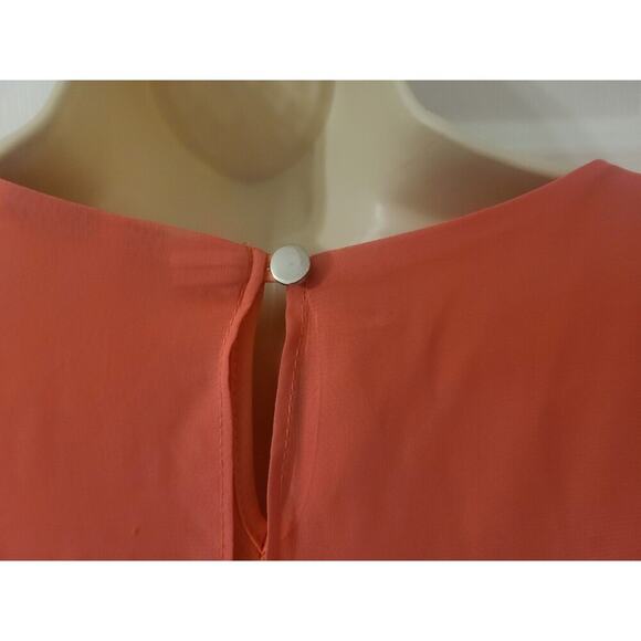 Women's Sheer Overlay Dress - Petite Medium- Coral- New Direction - Picture 5 of 7